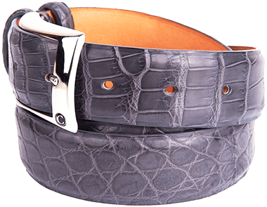 Glazed Gray Alligator Belt for Man